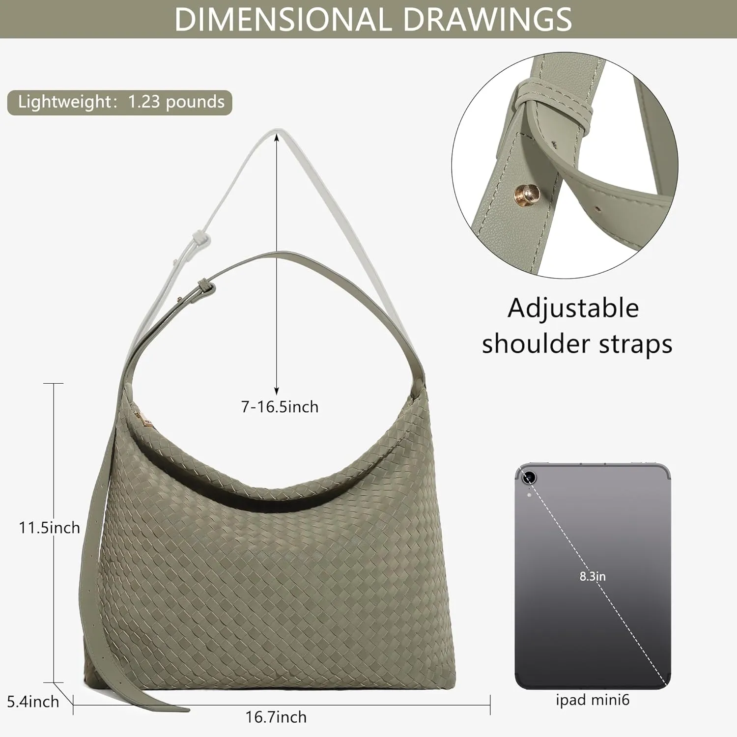 Woven Bag for Women, Vegan Leather Tote Bags Large Hobo Purses for Women Handmade Shoulder Bag with Adjustable Strap