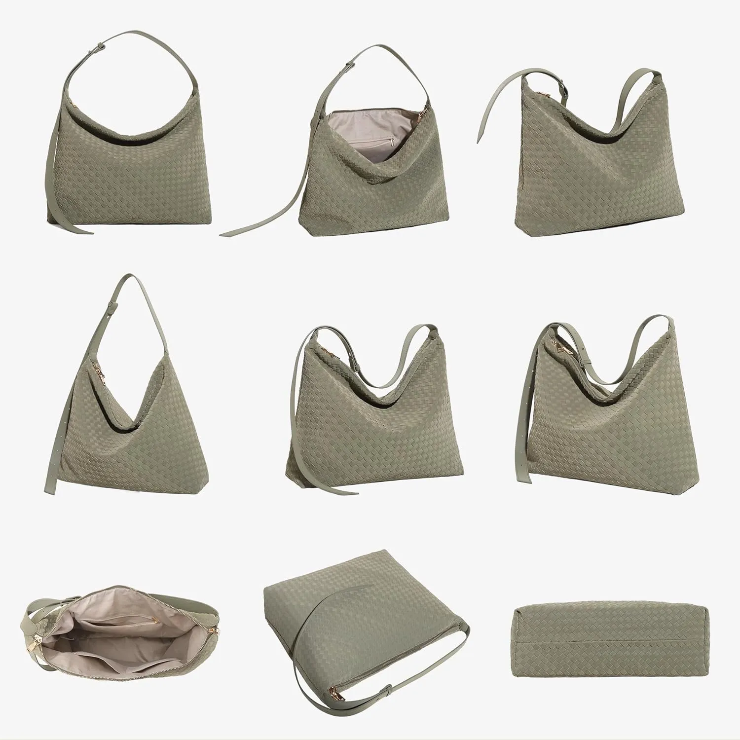Woven Bag for Women, Vegan Leather Tote Bags Large Hobo Purses for Women Handmade Shoulder Bag with Adjustable Strap