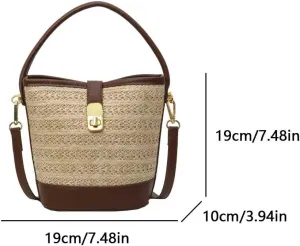 Woven Bag for Women,Summer Straw Purses and Handbags,Beach Bag Straw Crossbody Bags Vintage Bucket Bag with Strap