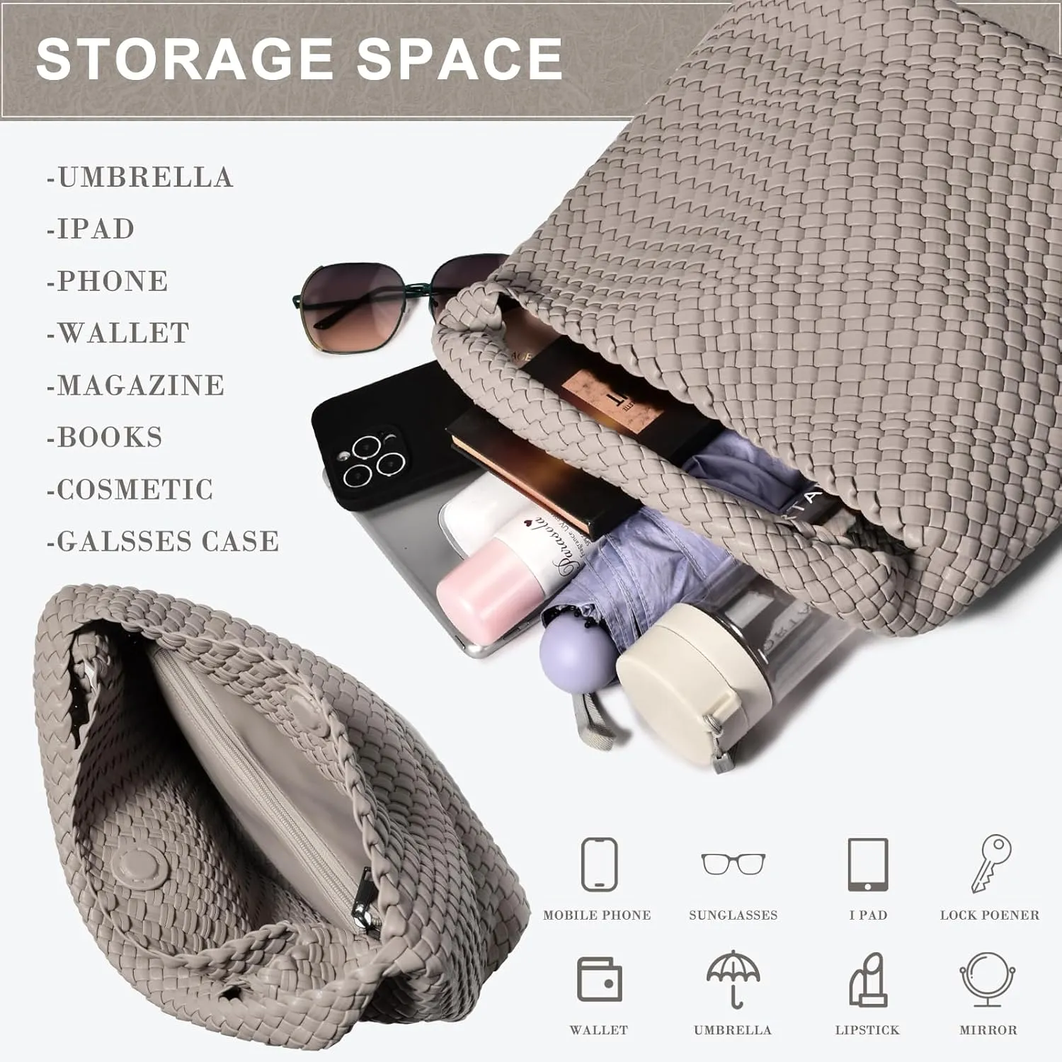 Woven Bag Purses and Handbags Woven Vegan Leather Tote Shoulder Top-Handle Bag With Purses for Women