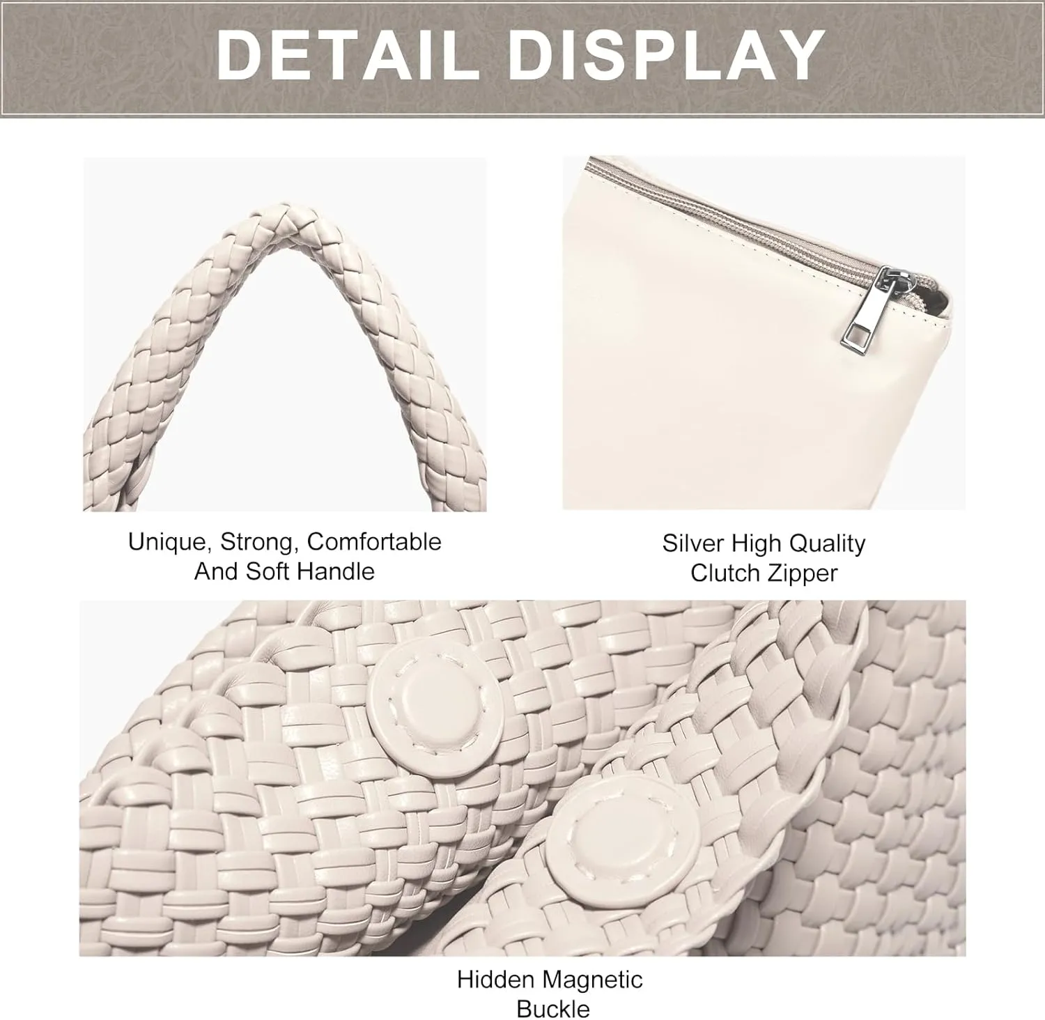 Woven Bag Purses and Handbags Woven Vegan Leather Tote Shoulder Top-Handle Bag With Purses for Women