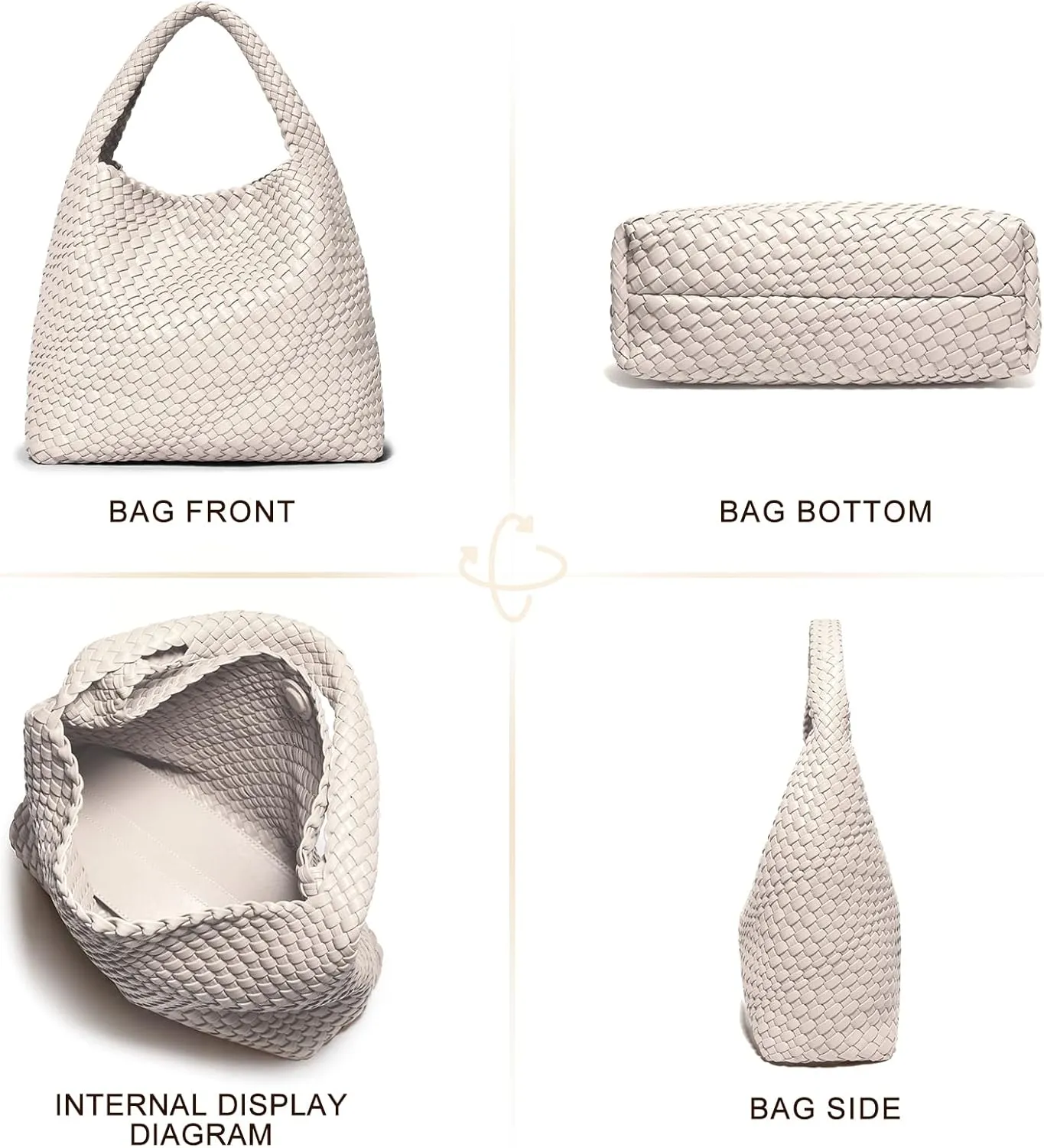 Woven Bag Purses and Handbags Woven Vegan Leather Tote Shoulder Top-Handle Bag With Purses for Women