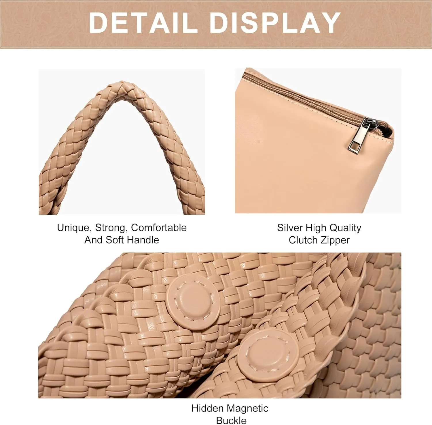 Woven Bag Purses and Handbags Woven Vegan Leather Tote Shoulder Top-Handle Bag With Purses for Women