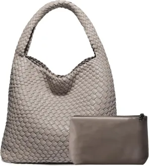 Woven Bag Purses and Handbags Woven Vegan Leather Tote Shoulder Top-Handle Bag With Purses for Women