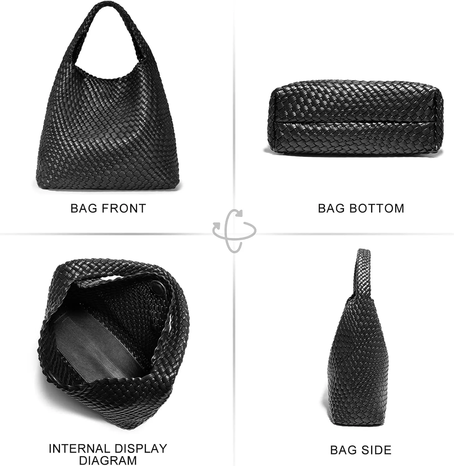 Woven Bag Purses and Handbags Woven Vegan Leather Tote Shoulder Top-Handle Bag With Purses for Women