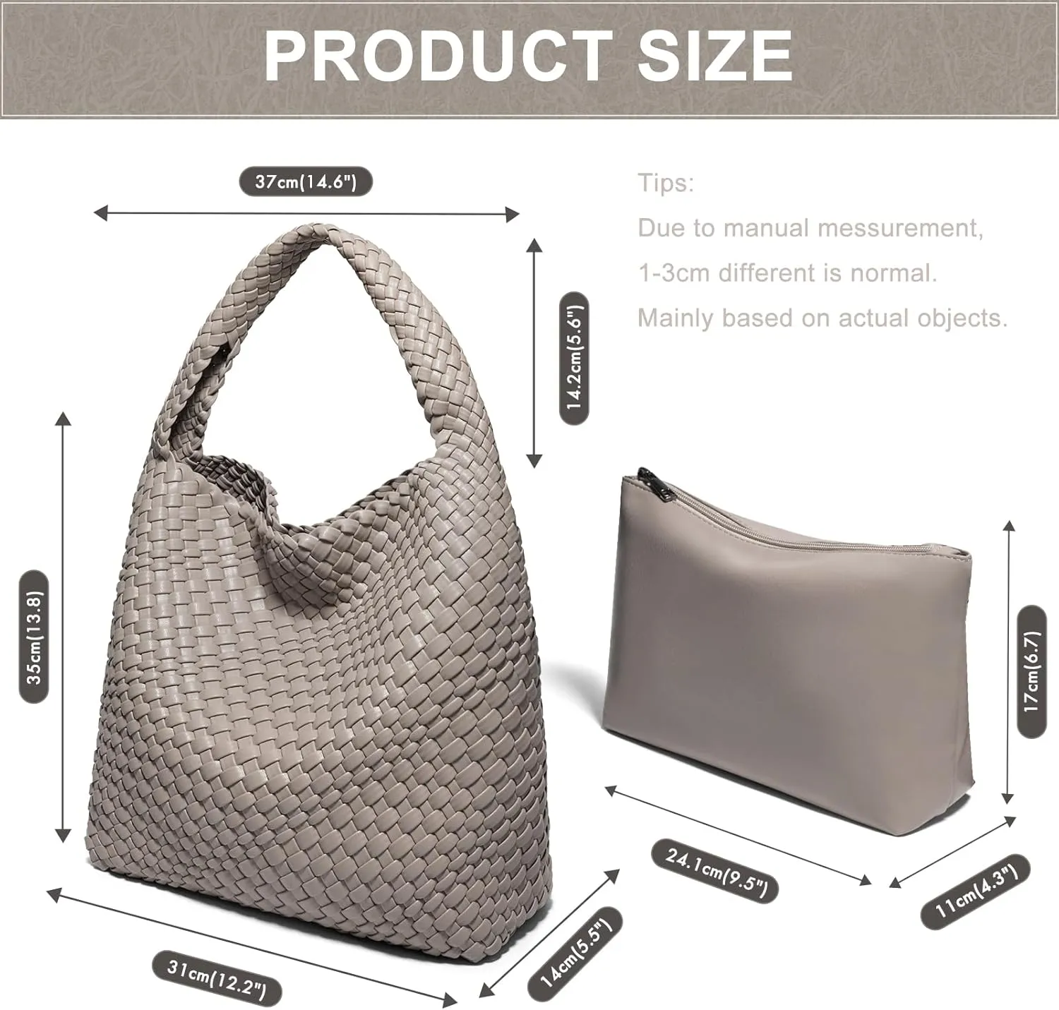 Woven Bag Purses and Handbags Woven Vegan Leather Tote Shoulder Top-Handle Bag With Purses for Women