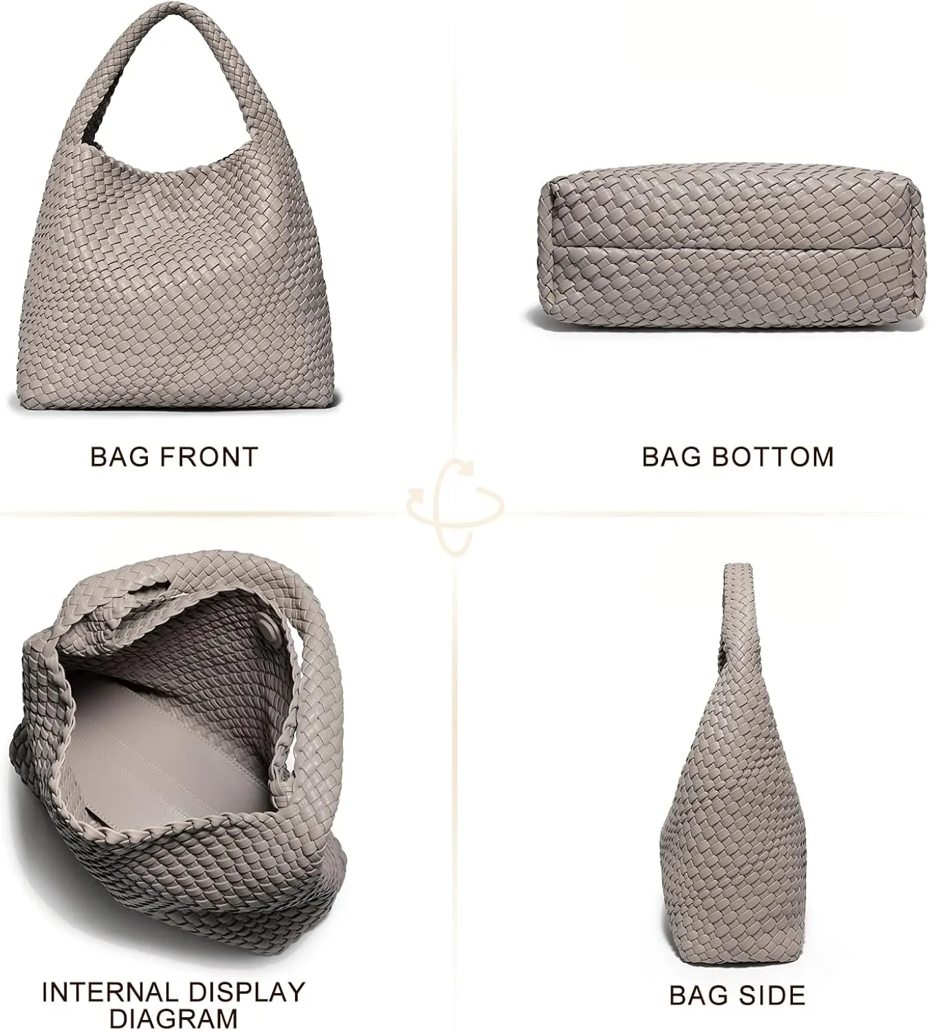 Woven Bag Purses and Handbags Woven Vegan Leather Tote Shoulder Top-Handle Bag With Purses for Women