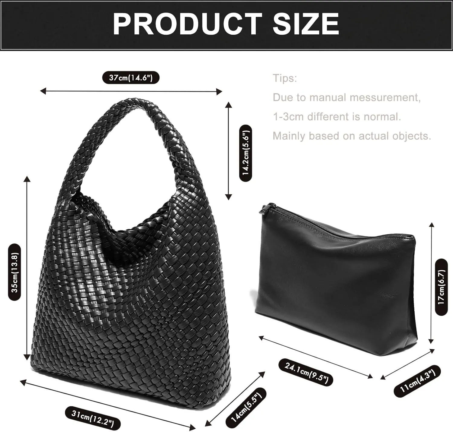 Woven Bag Purses and Handbags Woven Vegan Leather Tote Shoulder Top-Handle Bag With Purses for Women