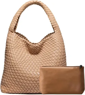 Woven Bag Purses and Handbags Woven Vegan Leather Tote Shoulder Top-Handle Bag With Purses for Women