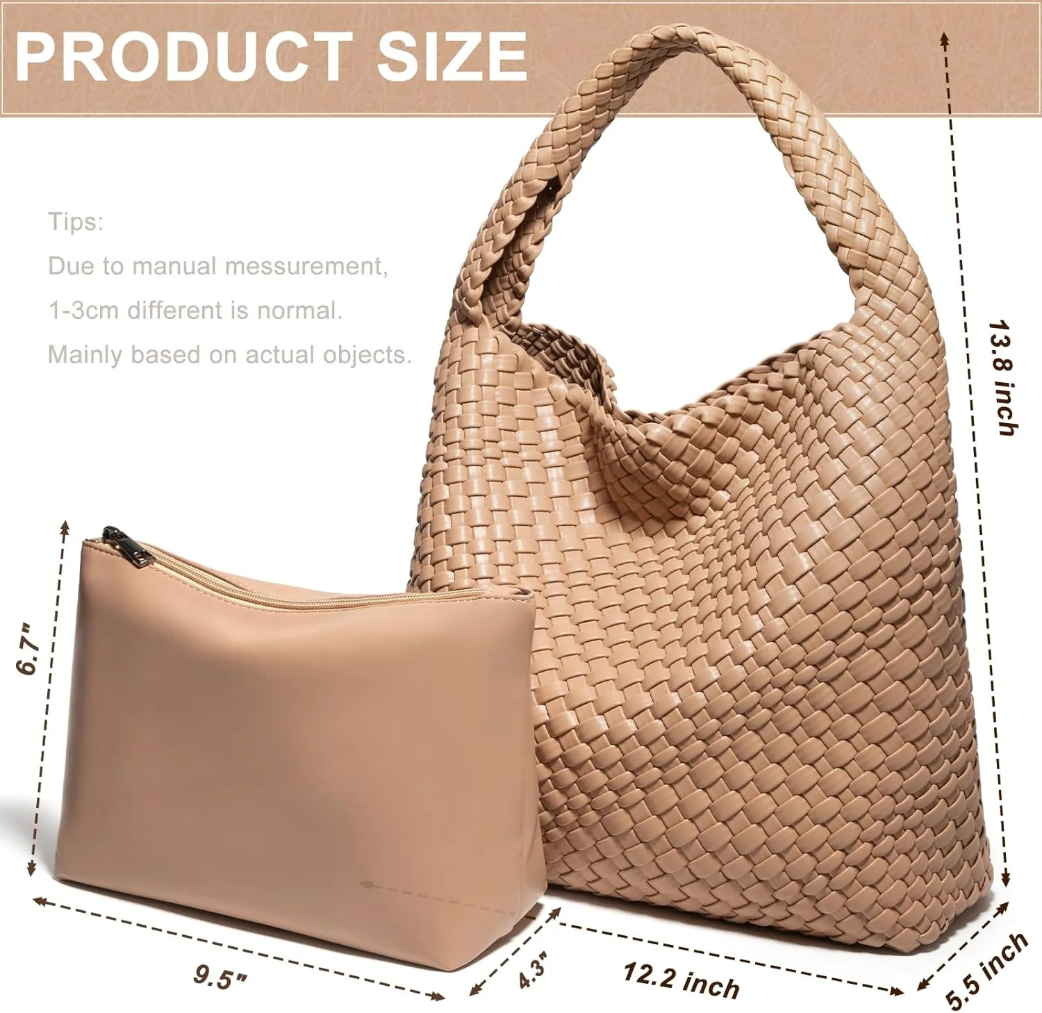 Woven Bag Purses and Handbags Woven Vegan Leather Tote Shoulder Top-Handle Bag With Purses for Women