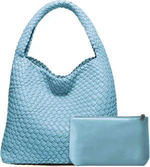 Woven Bag Purses and Handbags Woven Vegan Leather Tote Shoulder Top-Handle Bag With Purses for Women