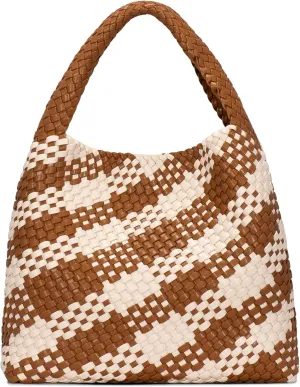 Woven Bag Purses and Handbags Woven Vegan Leather Tote Shoulder Top-Handle Bag With Purses for Women