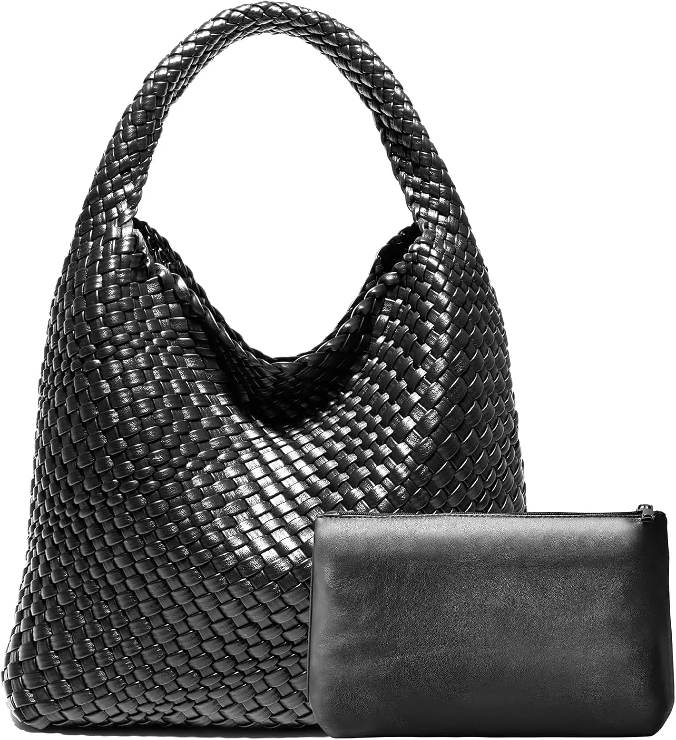 Woven Bag Purses and Handbags Woven Vegan Leather Tote Shoulder Top-Handle Bag With Purses for Women