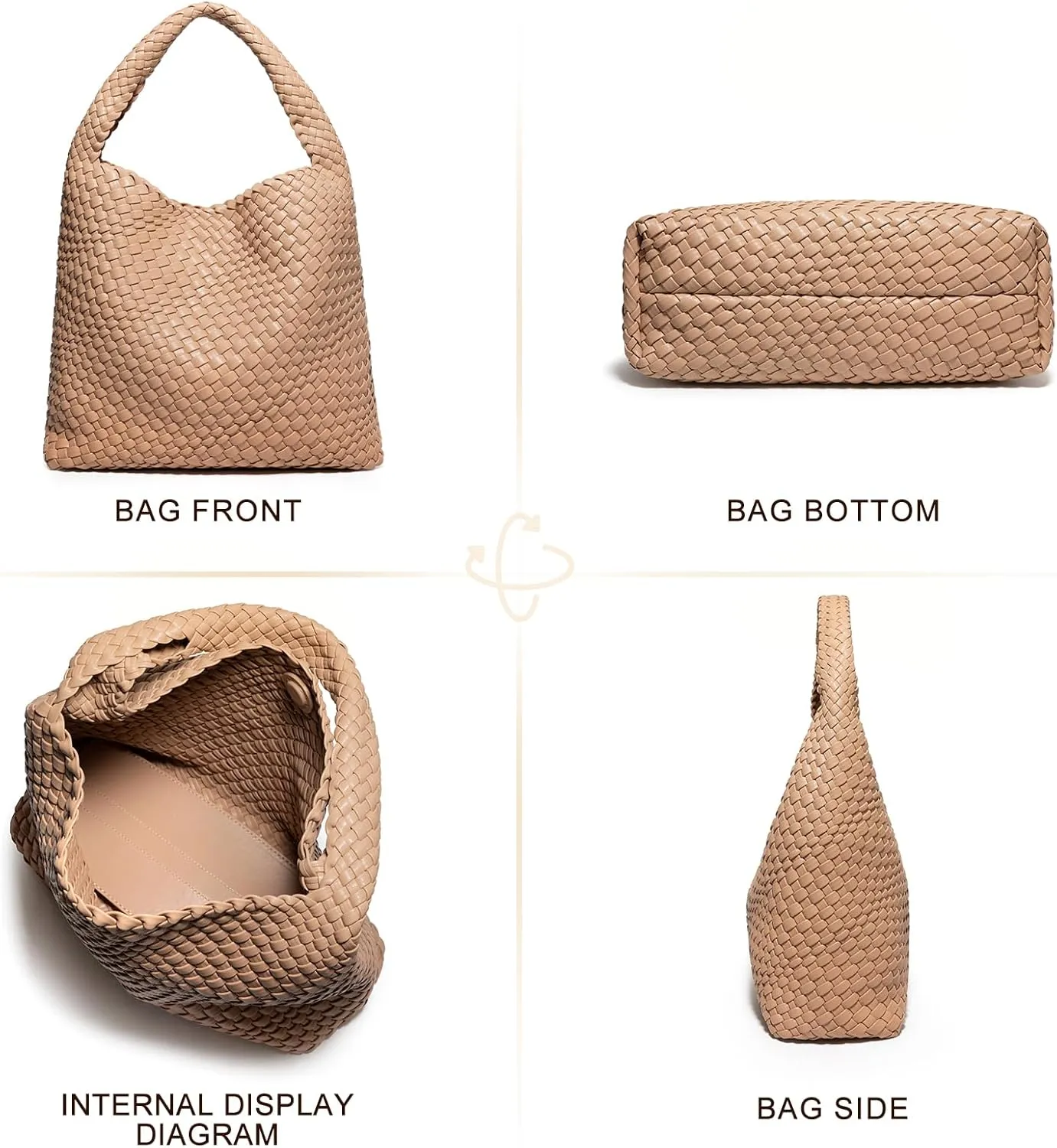 Woven Bag Purses and Handbags Woven Vegan Leather Tote Shoulder Top-Handle Bag With Purses for Women