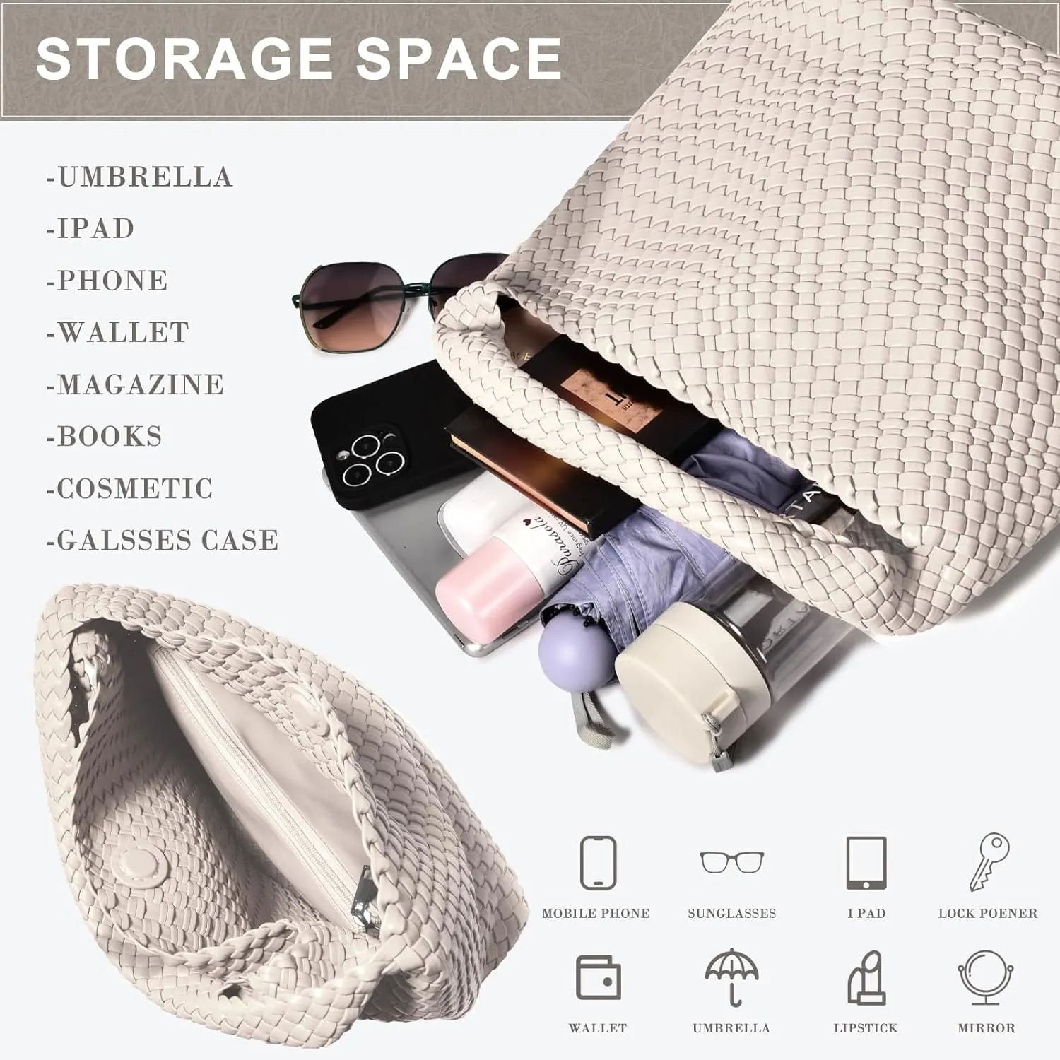 Woven Bag Purses and Handbags Woven Vegan Leather Tote Shoulder Top-Handle Bag With Purses for Women