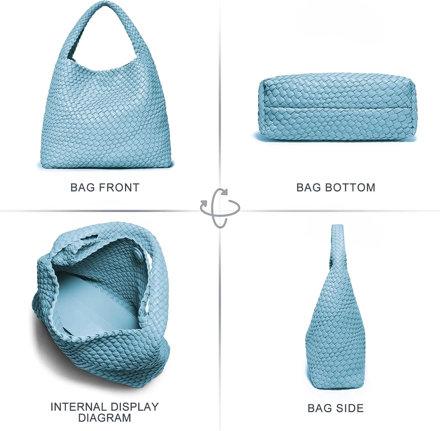 Woven Bag Purses and Handbags Woven Vegan Leather Tote Shoulder Top-Handle Bag With Purses for Women