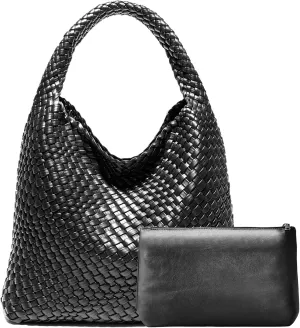 Woven Bag Purses and Handbags Woven Vegan Leather Tote Shoulder Top-Handle Bag With Purses for Women