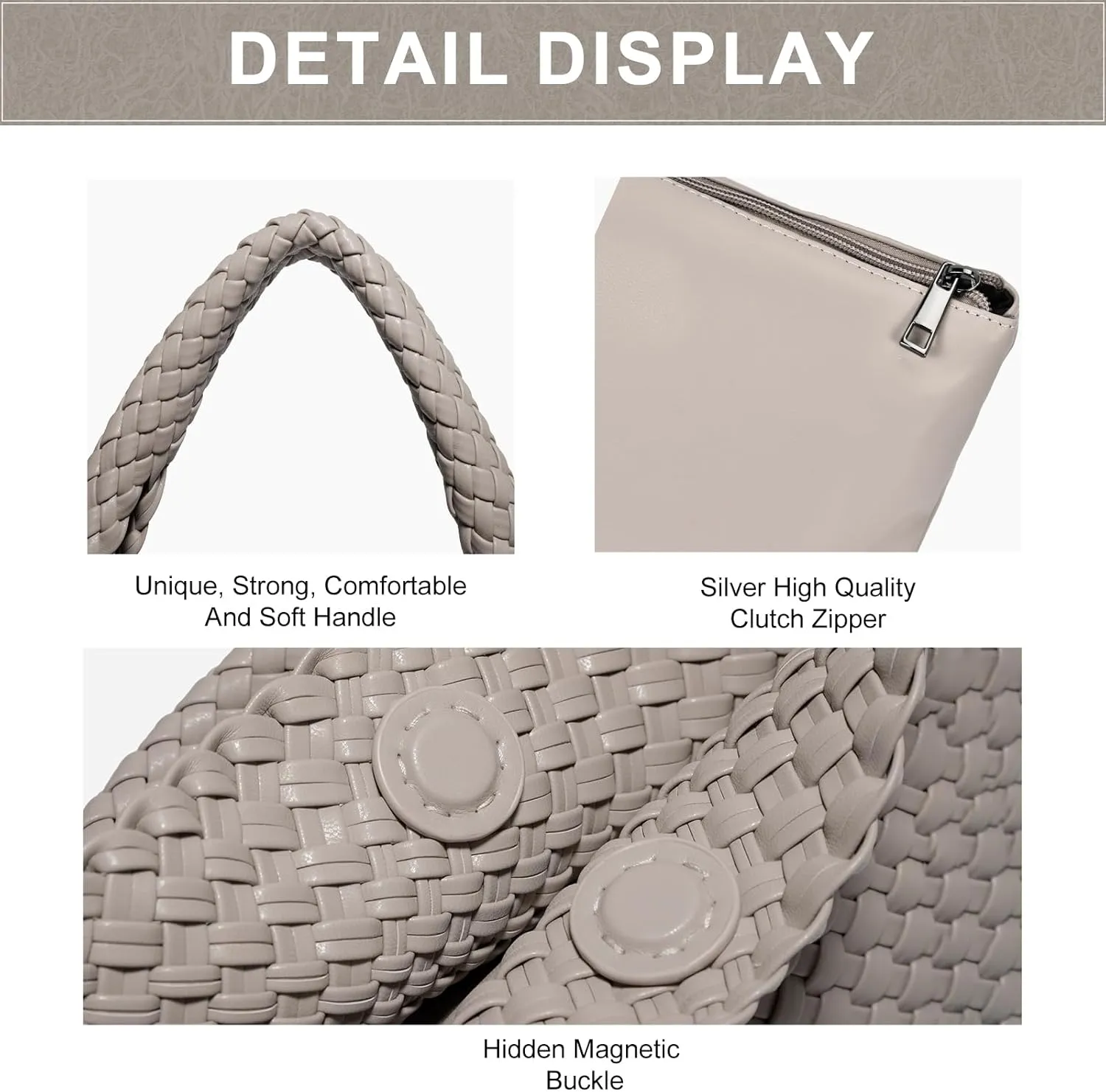 Woven Bag Purses and Handbags Woven Vegan Leather Tote Shoulder Top-Handle Bag With Purses for Women