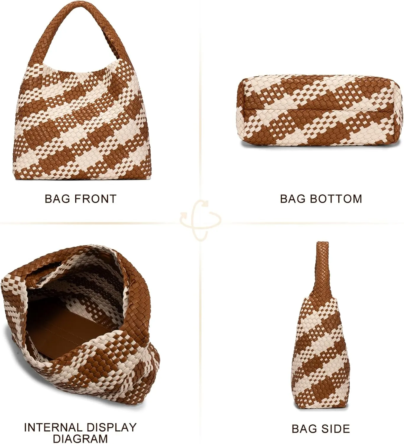 Woven Bag Purses and Handbags Woven Vegan Leather Tote Shoulder Top-Handle Bag With Purses for Women