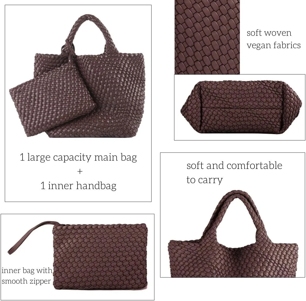 Woven Bags for Women Vegan Leather Tote Shoulder Bags Woven Purses and Handbags Handmade Large Shopper Bag