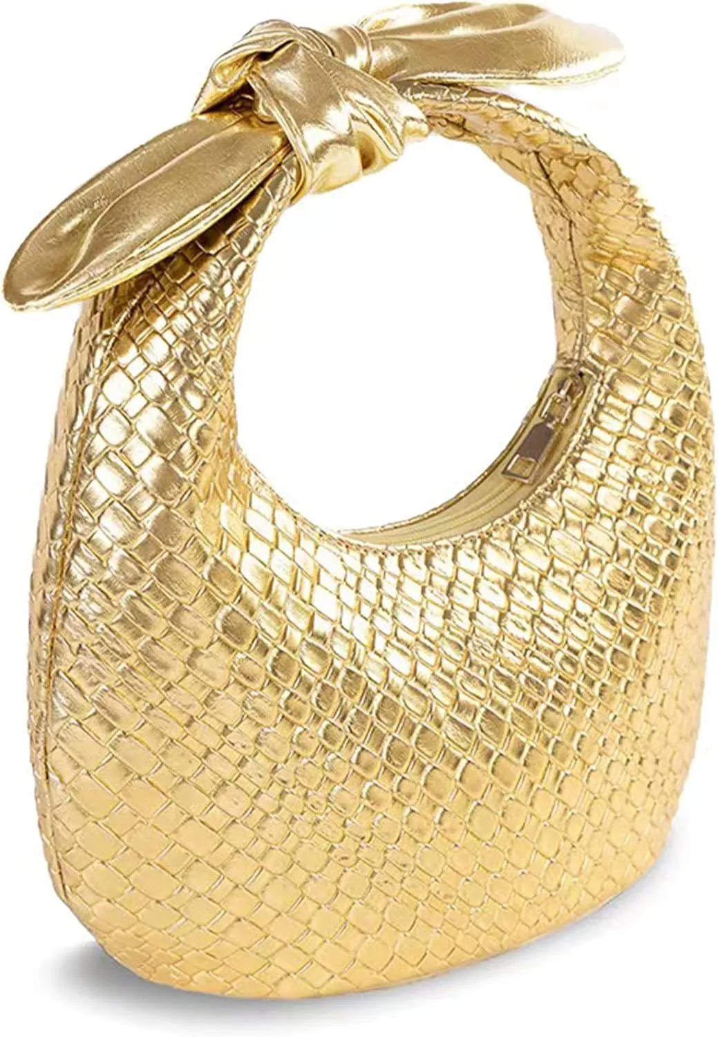Woven Clutch Purses for Women, Summer Beach Bag, Bow Knot Dumpling Evening Handbags for Party Wedding