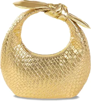 Woven Clutch Purses for Women, Summer Beach Bag, Bow Knot Dumpling Evening Handbags for Party Wedding