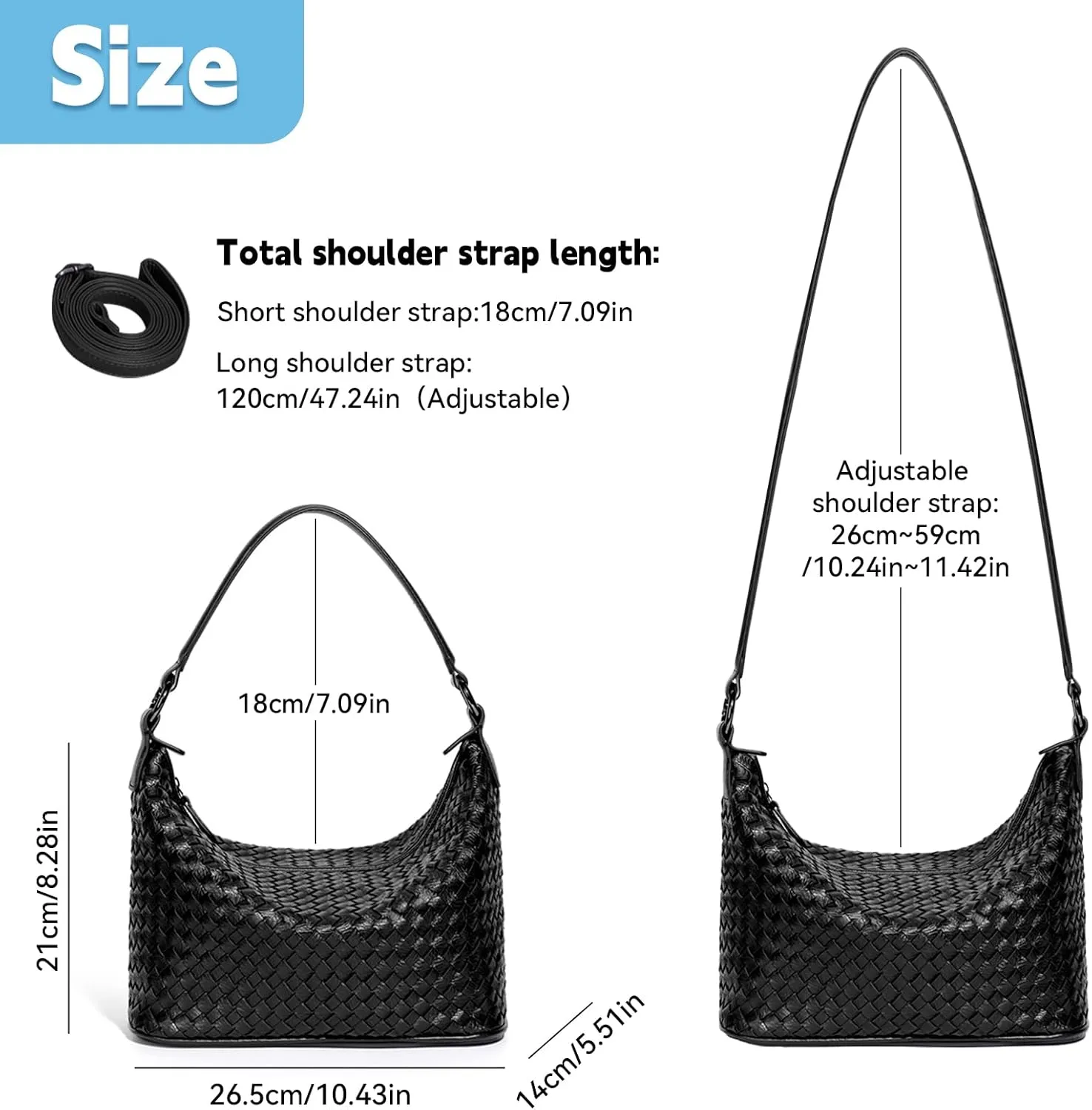 Woven Crossbody Purses for Women - Designer Vegan Leather Purse with Adjustable Strap, Top Handle and Shoulder Bag Options