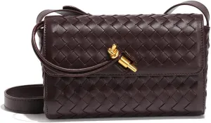 Woven Leather Shoulder Bag for Women, Fashion Handwoven Small Hobo Bag Purses Adjustable Shoulder Strap Crossbody Bag