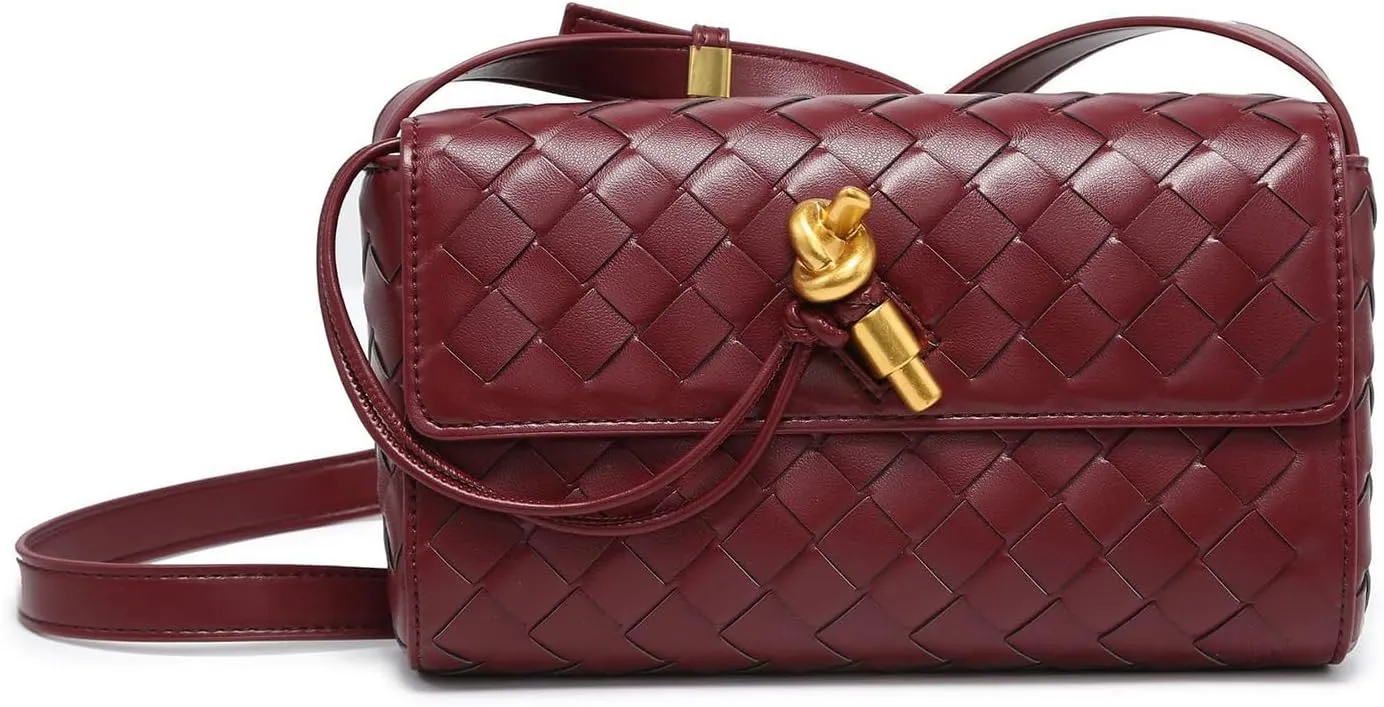 Woven Leather Shoulder Bag for Women, Fashion Handwoven Small Hobo Bag Purses Adjustable Shoulder Strap Crossbody Bag