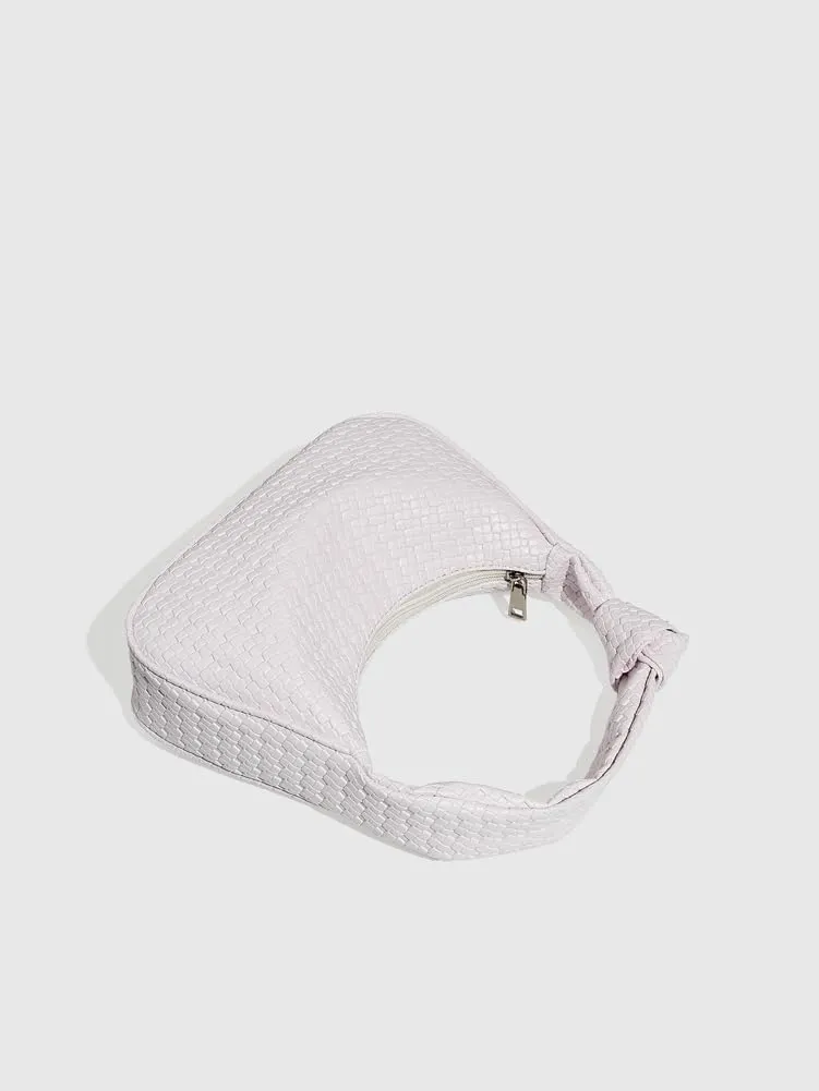 Woven Purses for Women Knotted Top Handle Bag Small Hobo Purse Woven Leather Handbags Trendy Clutch Shoulder Bag with Zipper