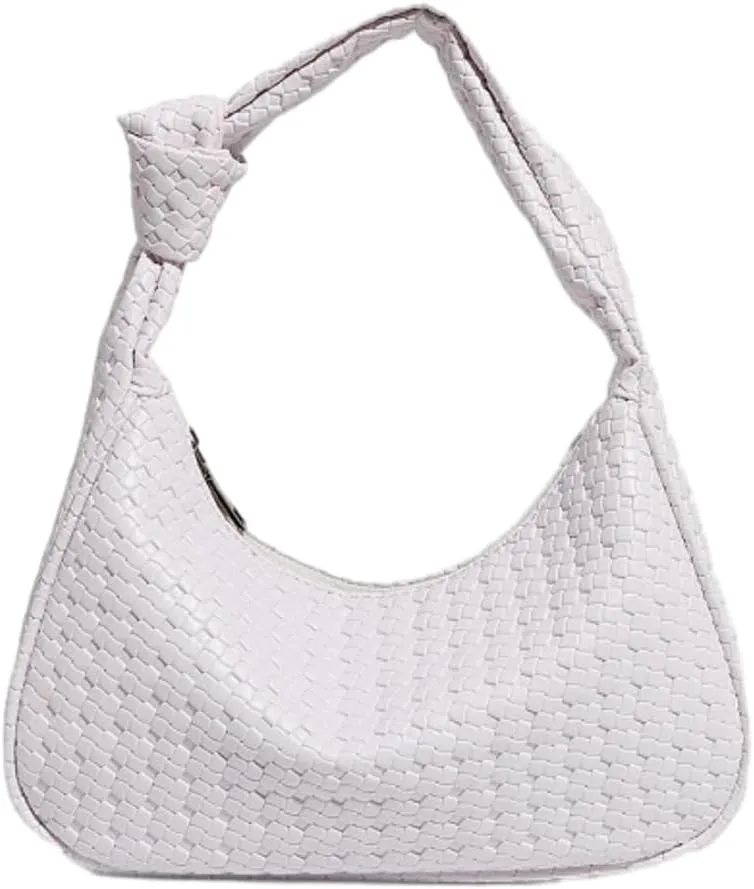 Woven Purses for Women Knotted Top Handle Bag Small Hobo Purse Woven Leather Handbags Trendy Clutch Shoulder Bag with Zipper