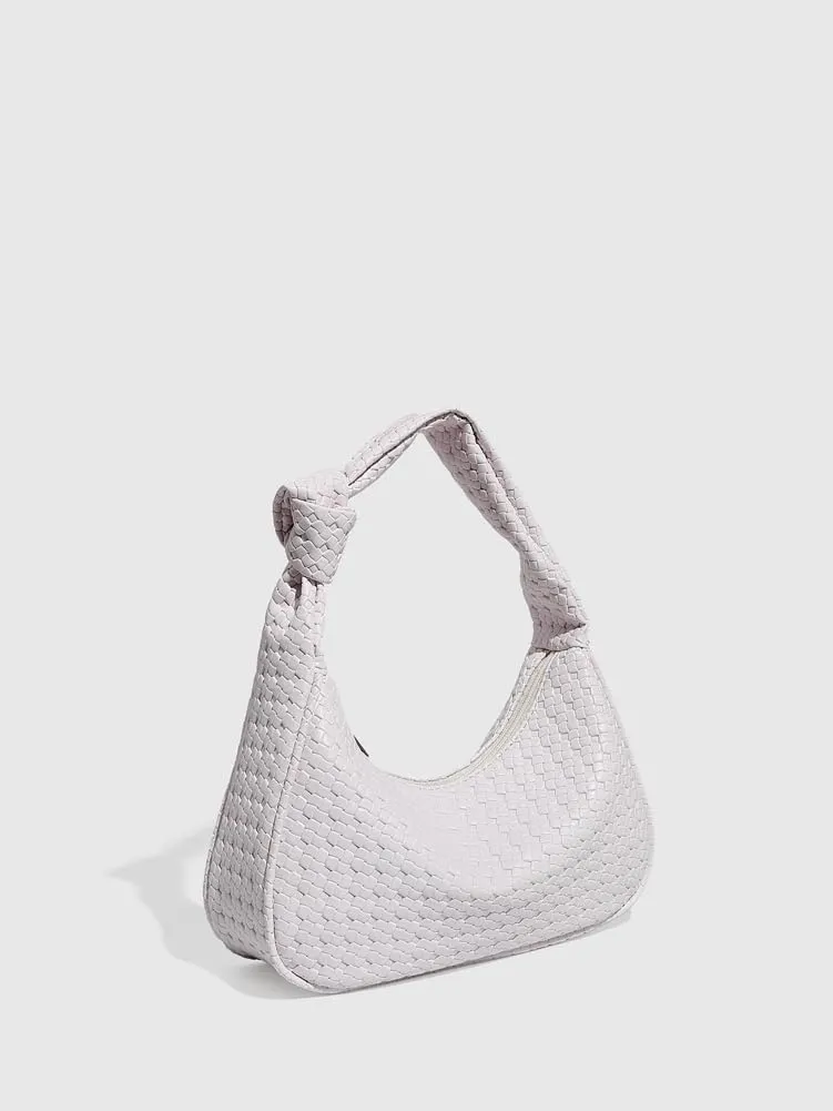 Woven Purses for Women Knotted Top Handle Bag Small Hobo Purse Woven Leather Handbags Trendy Clutch Shoulder Bag with Zipper