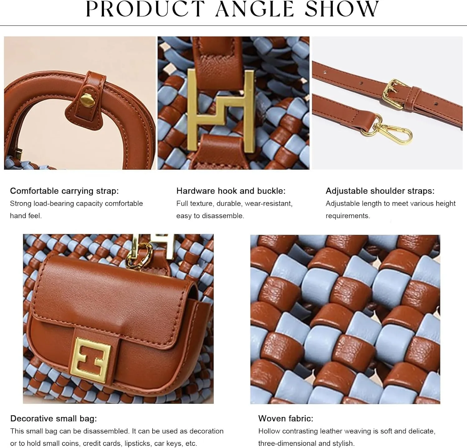 Woven Tote Bag For Women, Fashion Crossbody Shoulder Bag, Casual Top-handle Handbags, and Travel Purses Phone Bag