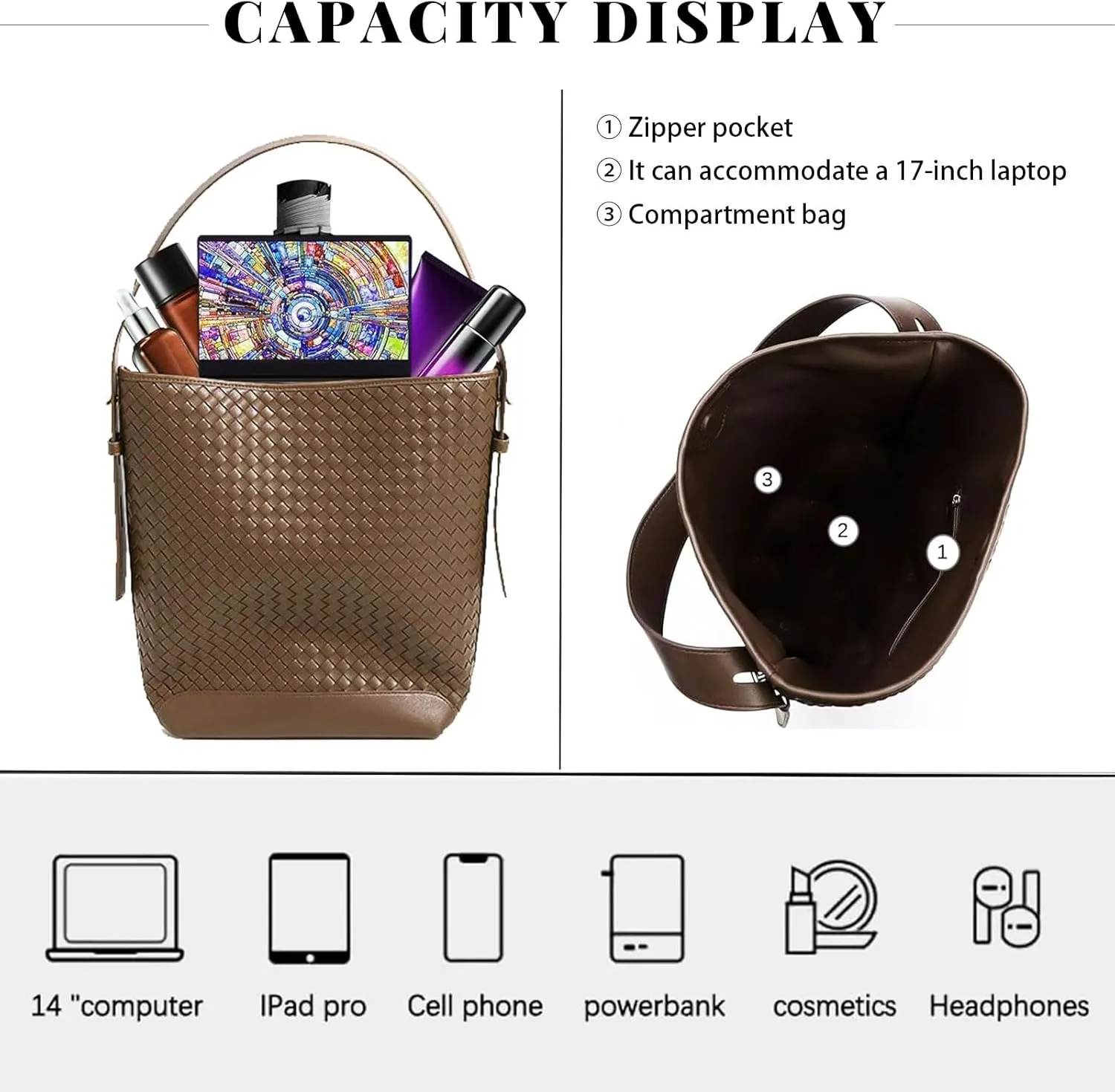 Woven Tote Bag For Women, Fashion Crossbody Shoulder Bag, Casual Top-handle Handbags, and Travel Purses Phone Bag
