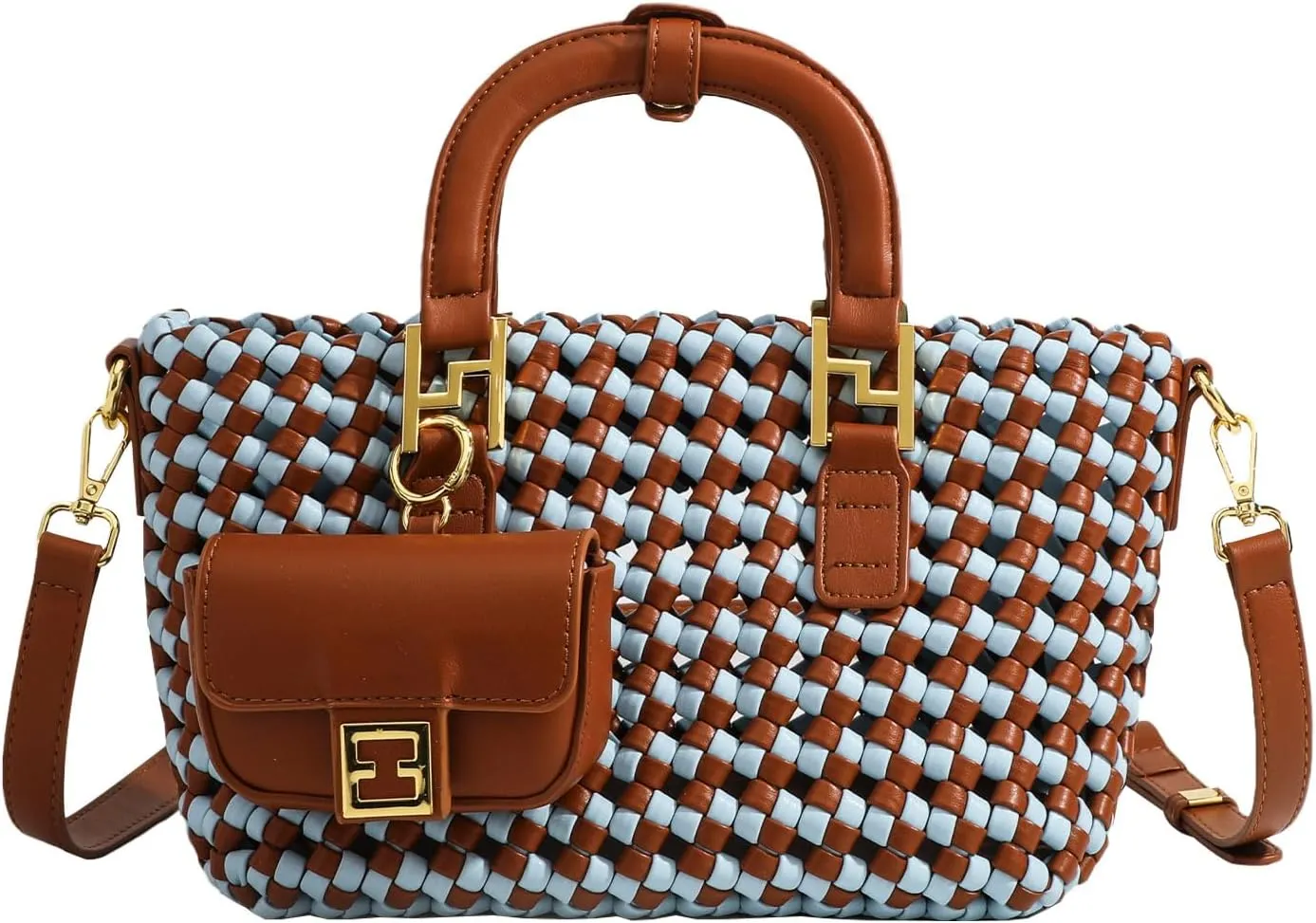 Woven Tote Bag For Women, Fashion Crossbody Shoulder Bag, Casual Top-handle Handbags, and Travel Purses Phone Bag