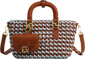 Woven Tote Bag For Women, Fashion Crossbody Shoulder Bag, Casual Top-handle Handbags, and Travel Purses Phone Bag
