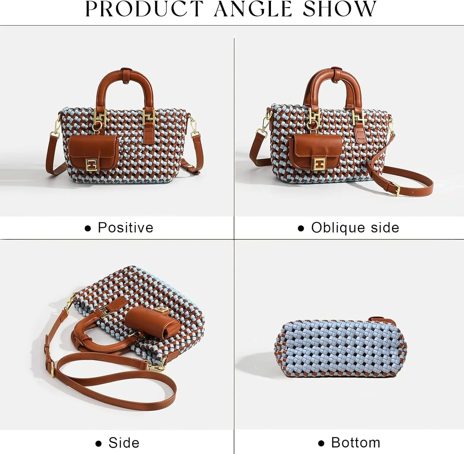 Woven Tote Bag For Women, Fashion Crossbody Shoulder Bag, Casual Top-handle Handbags, and Travel Purses Phone Bag