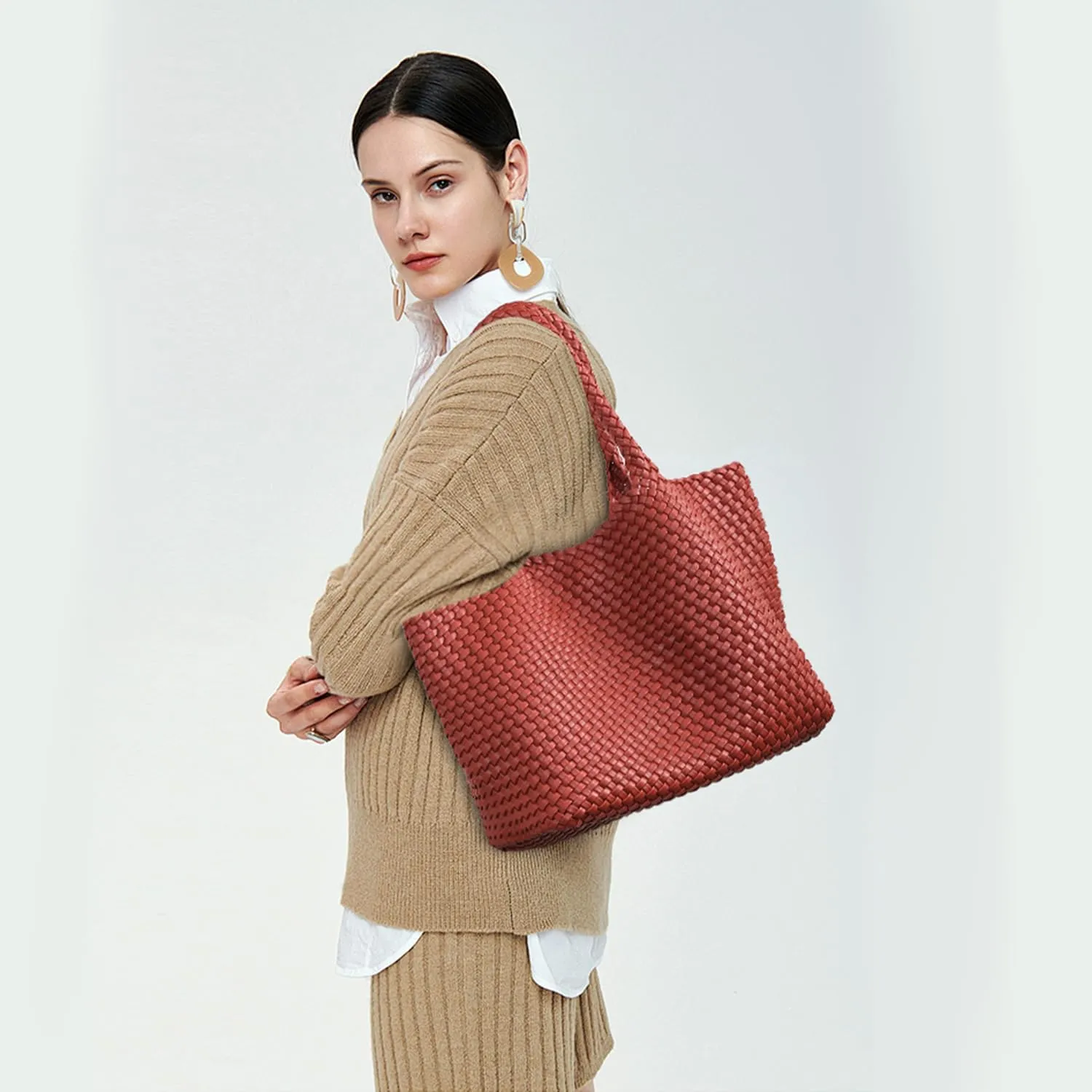 Woven Tote Bag for Women Large Fashion Summer Beach Tote Bagsand Purses Braided Bags Three piece women's bag set