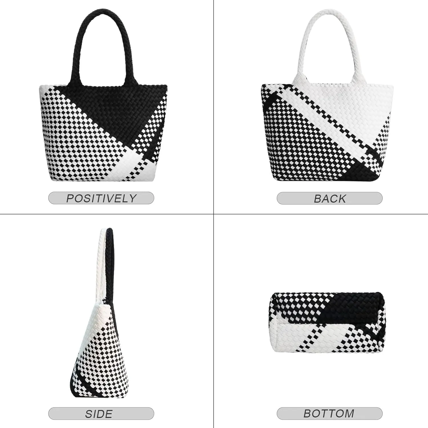 Woven Tote Bag for Women, Neoprene Bag purses, Beach Travel Shoulder Bag, and Top Handle Handbags