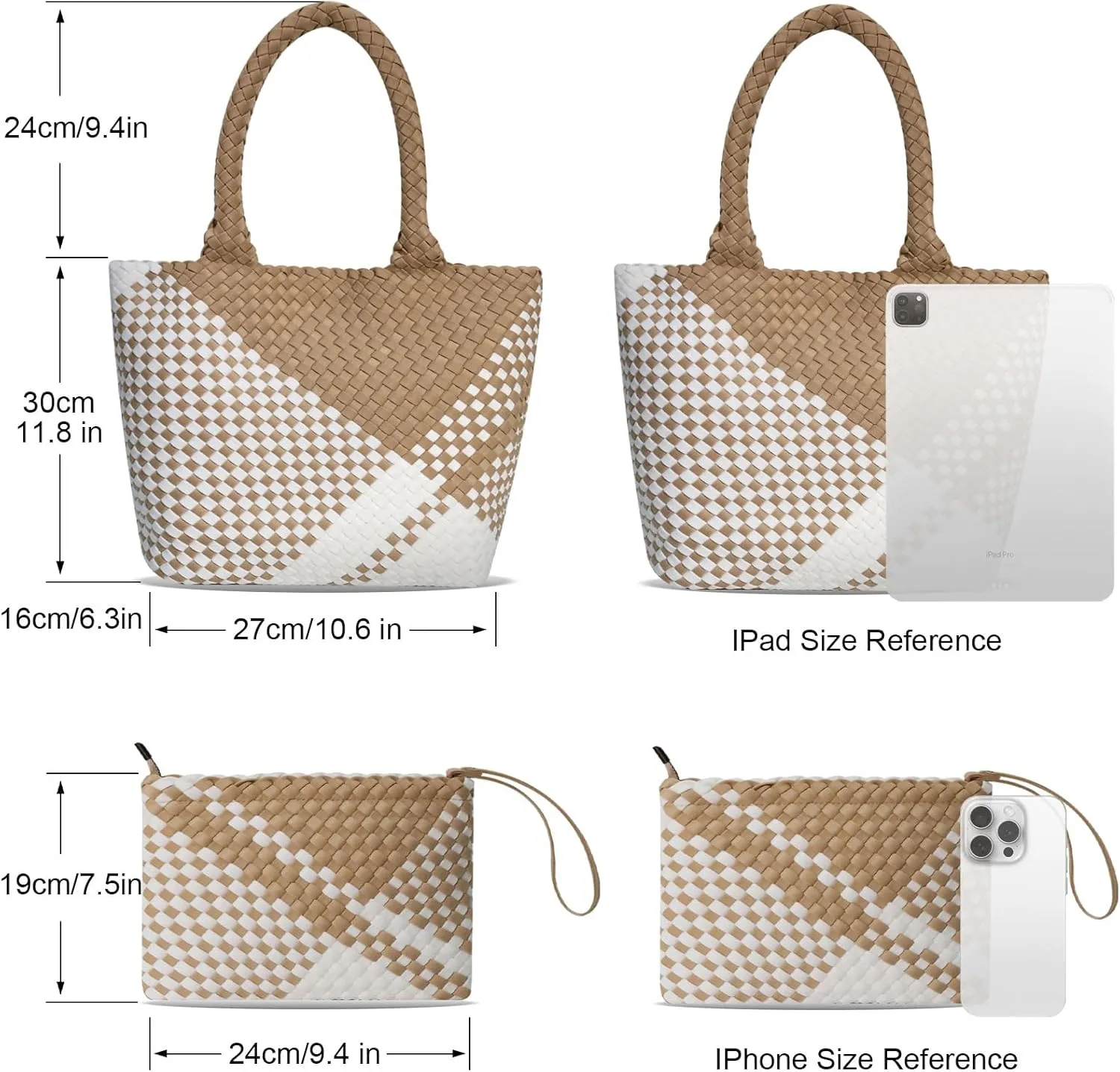 Woven Tote Bag for Women, Neoprene Bag purses, Beach Travel Shoulder Bag, and Top Handle Handbags