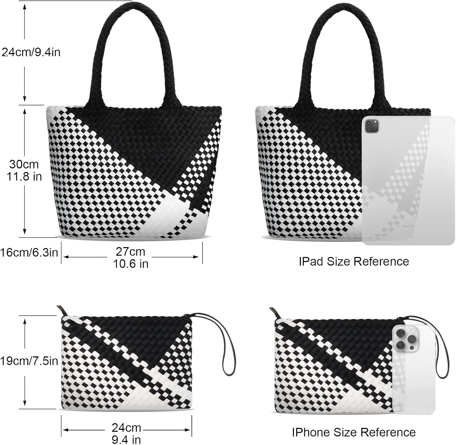 Woven Tote Bag for Women, Neoprene Bag purses, Beach Travel Shoulder Bag, and Top Handle Handbags