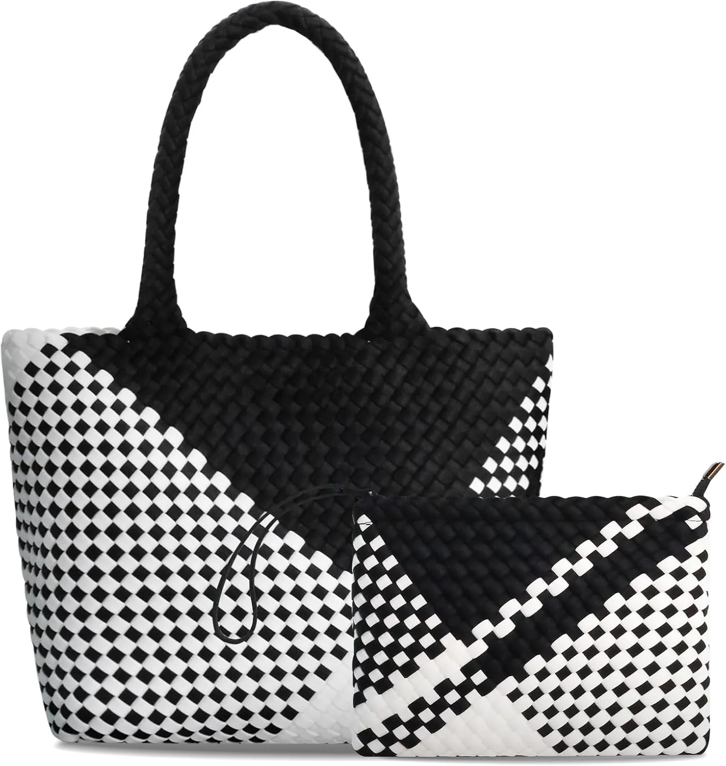 Woven Tote Bag for Women, Neoprene Bag purses, Beach Travel Shoulder Bag, and Top Handle Handbags