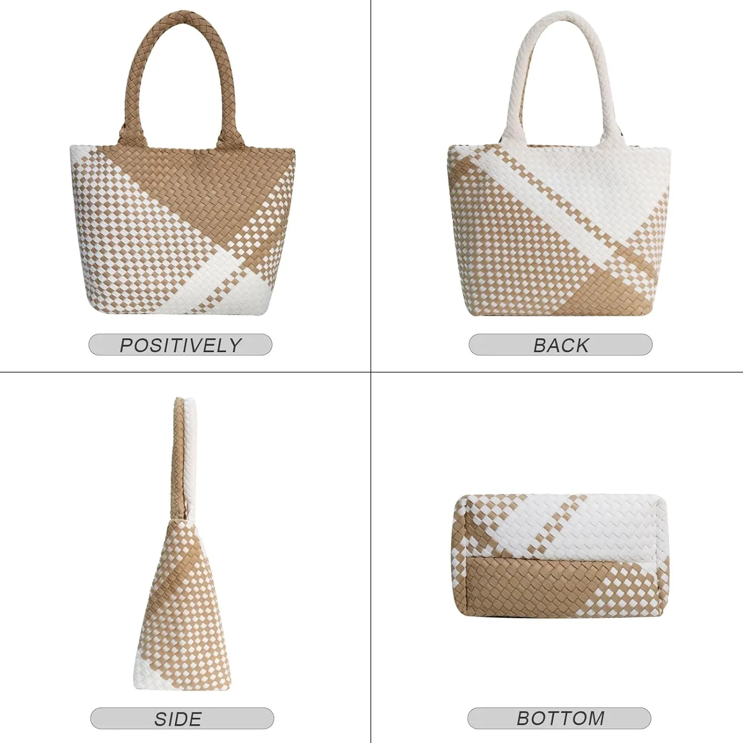 Woven Tote Bag for Women, Neoprene Bag purses, Beach Travel Shoulder Bag, and Top Handle Handbags