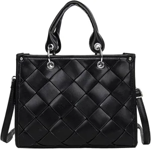 Woven Tote Bag for Women Vegan Leather Top Handle Summer Beach Purses and Handbags Handmade Shoulder Bag Crossbody