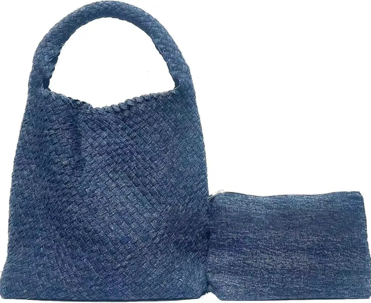 Woven Tote for Women Tie Dye Denim Fashion Shoulder Bag Handwoven Lightweight Commuter Bag armpit bag Magnetic Buckle Closure