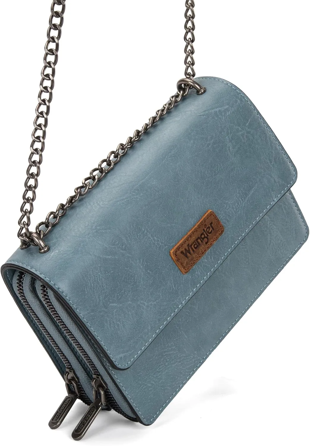 Wrangler Flap Crossbody Purse for Women Shoulder Bag Vintage Wallets with Chain Strap