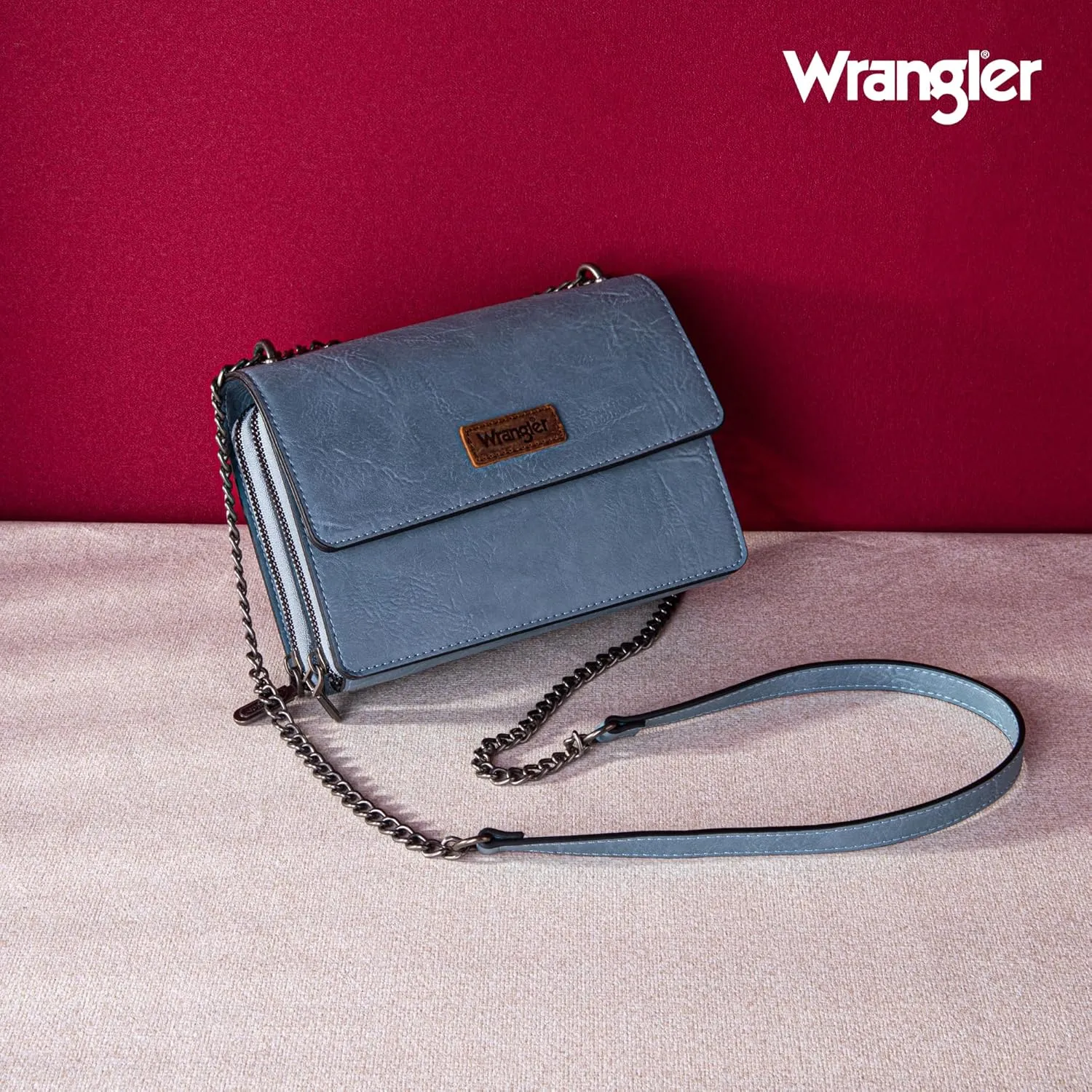 Wrangler Flap Crossbody Purse for Women Shoulder Bag Vintage Wallets with Chain Strap