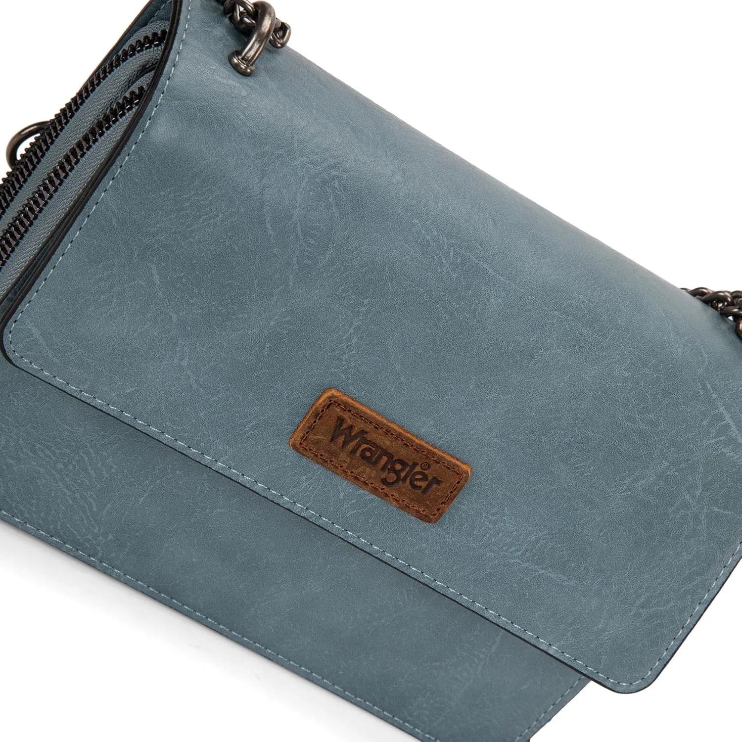 Wrangler Flap Crossbody Purse for Women Shoulder Bag Vintage Wallets with Chain Strap