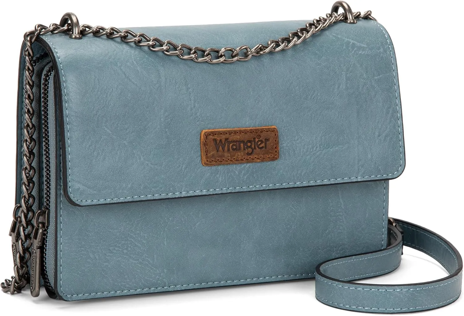 Wrangler Flap Crossbody Purse for Women Shoulder Bag Vintage Wallets with Chain Strap