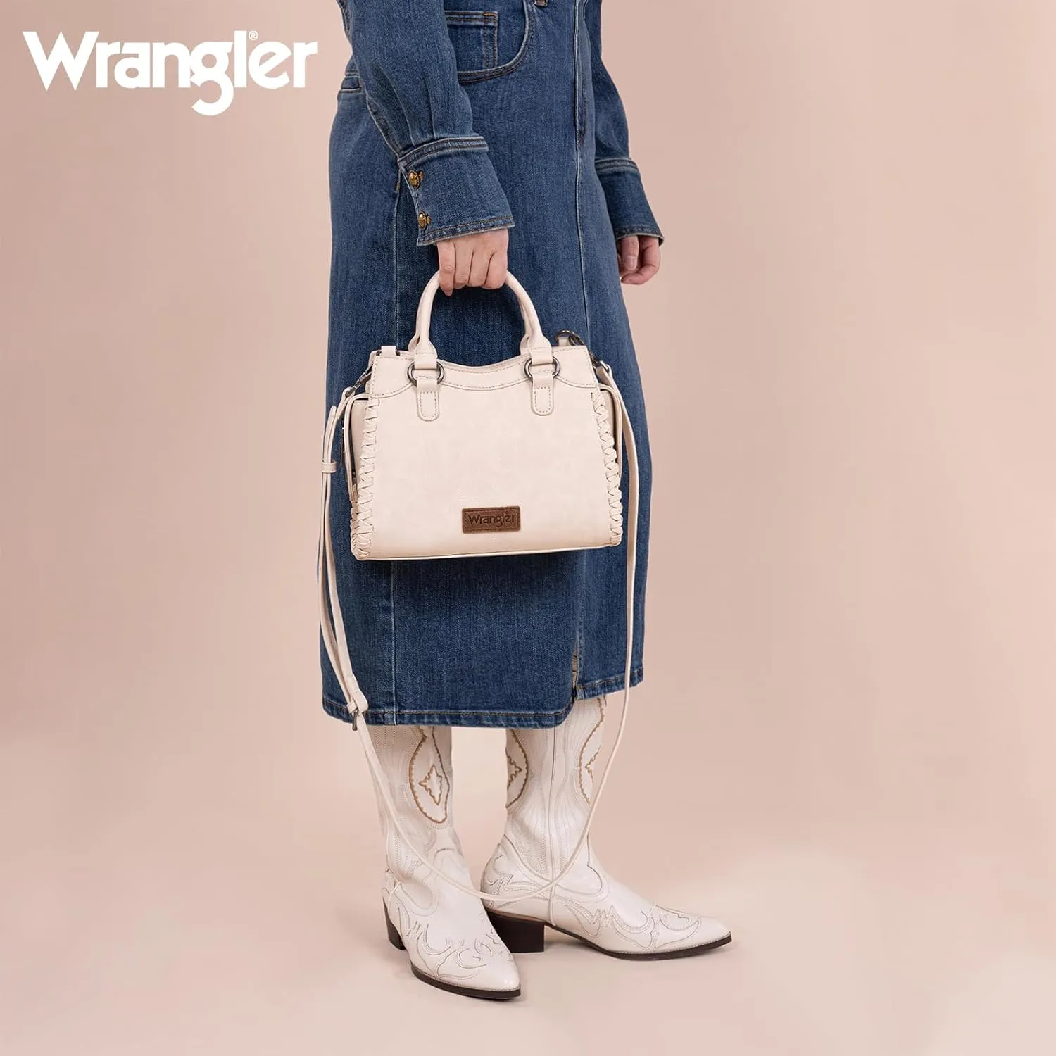 Wrangler Top Handle Bag for Women Woven Satchel Handbag